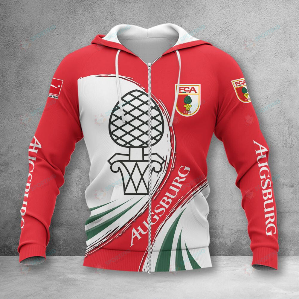 FC Augsburg Hoodie Zip Herren | FCA Kapuzenjacke mit Reißverschluss VITA415