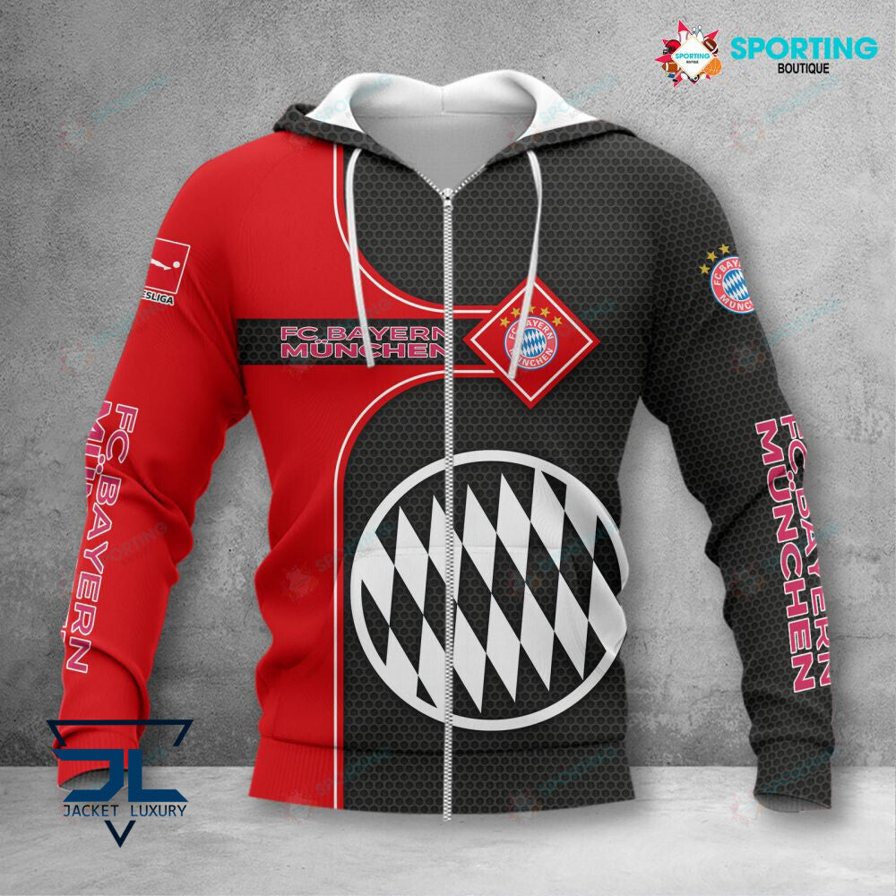 Bayern München Hoodie Zip Herren | FCB Kapuzenjacke mit Reißverschluss VITC3107