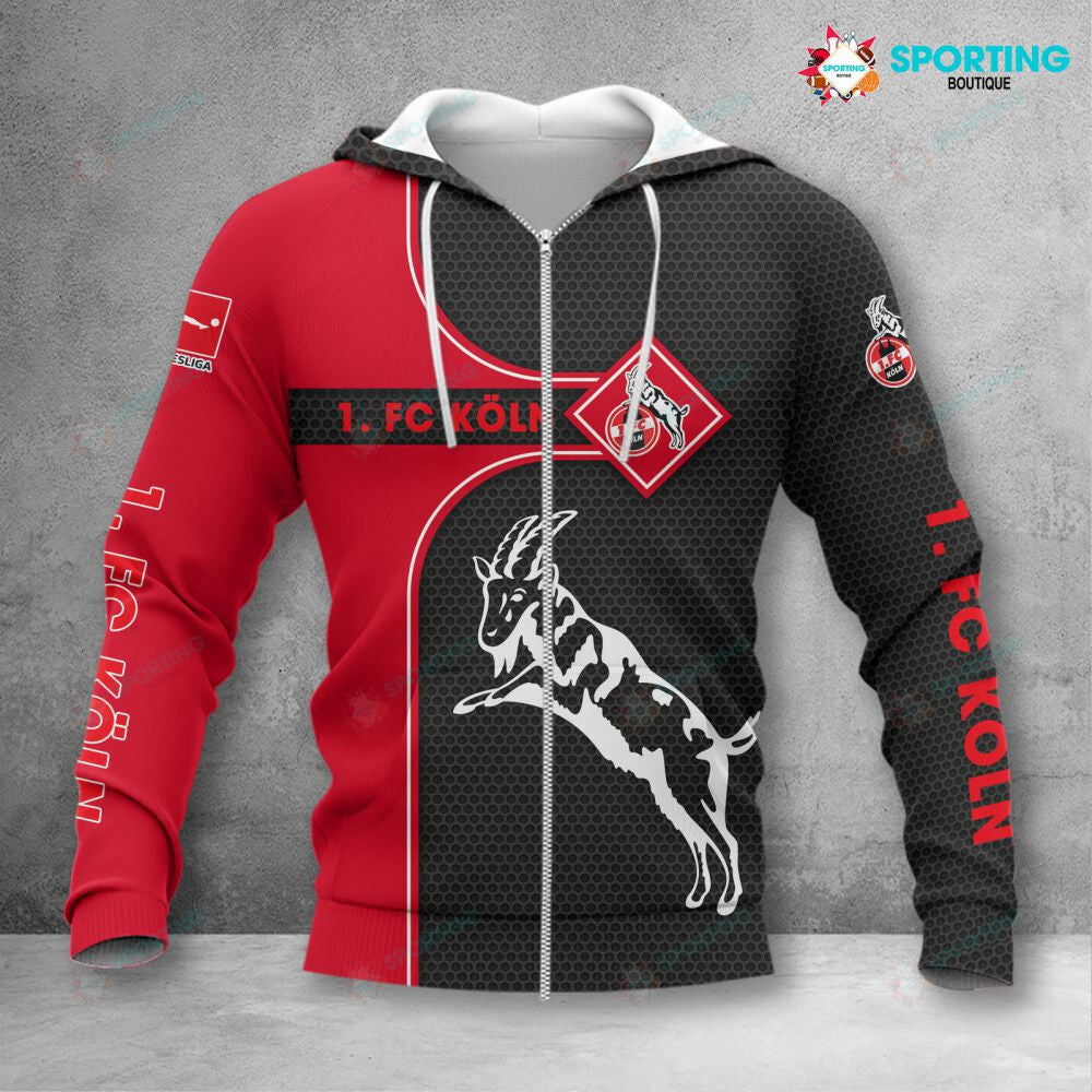 1. FC Köln Hoodie Zip Herren | Effzeh Kapuzenjacke mit Reißverschluss VITC3100