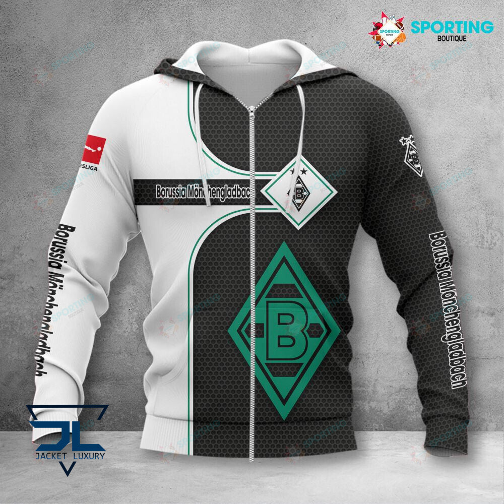 Borussia Mönchengladbach Hoodie Zip Herren | BMG Kapuzenjacke mit Reißverschluss VITC3104