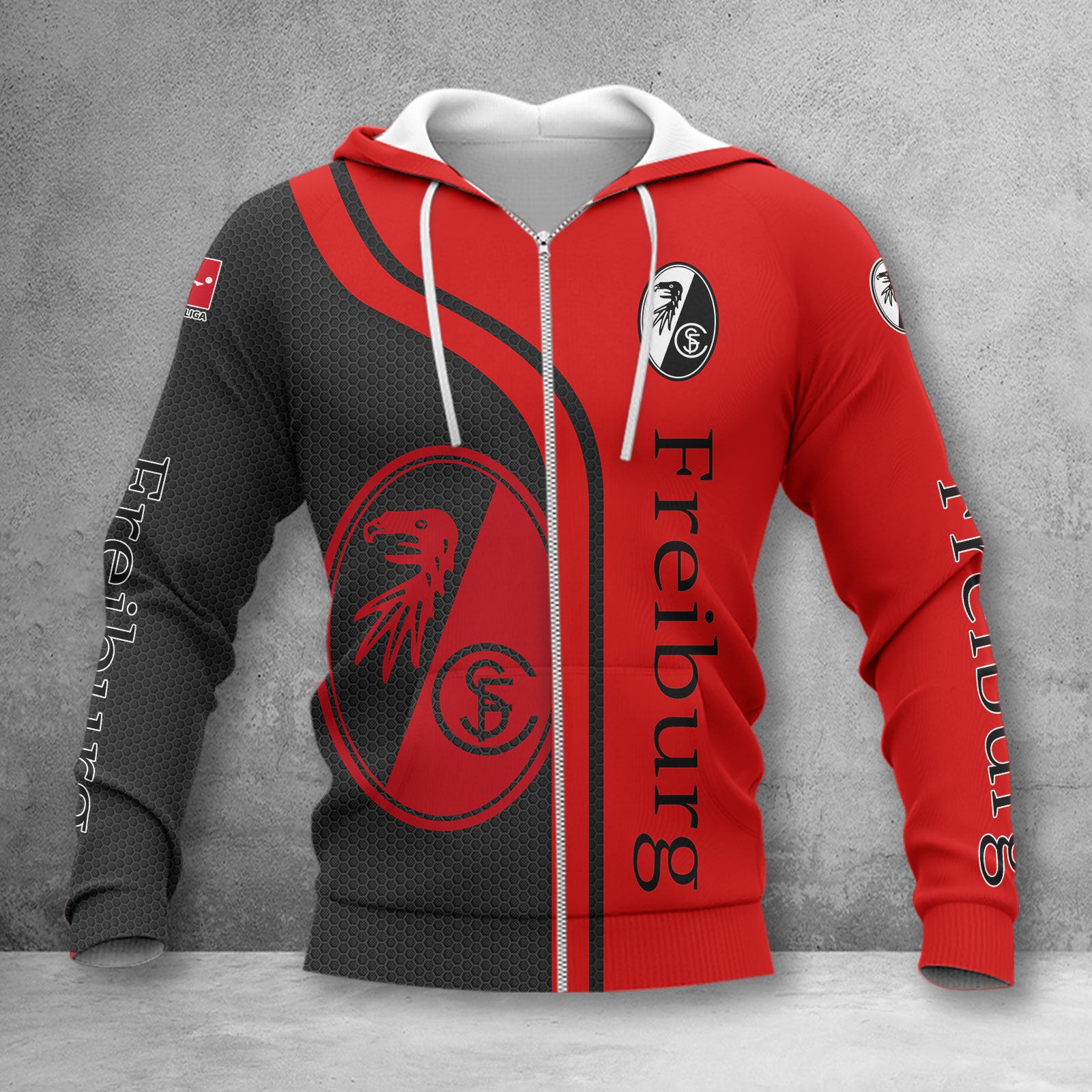 SC Freiburg Hoodie Zip Herren | SCF Kapuzenjacke mit Reißverschluss WINA2510