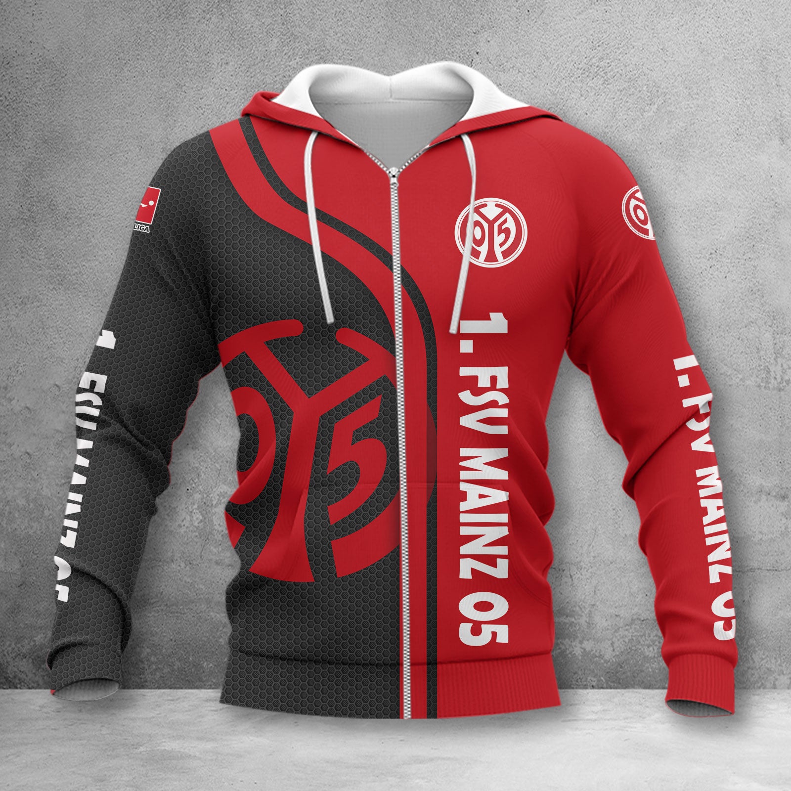 1. FSV Mainz 05 Hoodie Zip Herren | Mainz 05 Kapuzenjacke mit Reißverschluss WINA2501