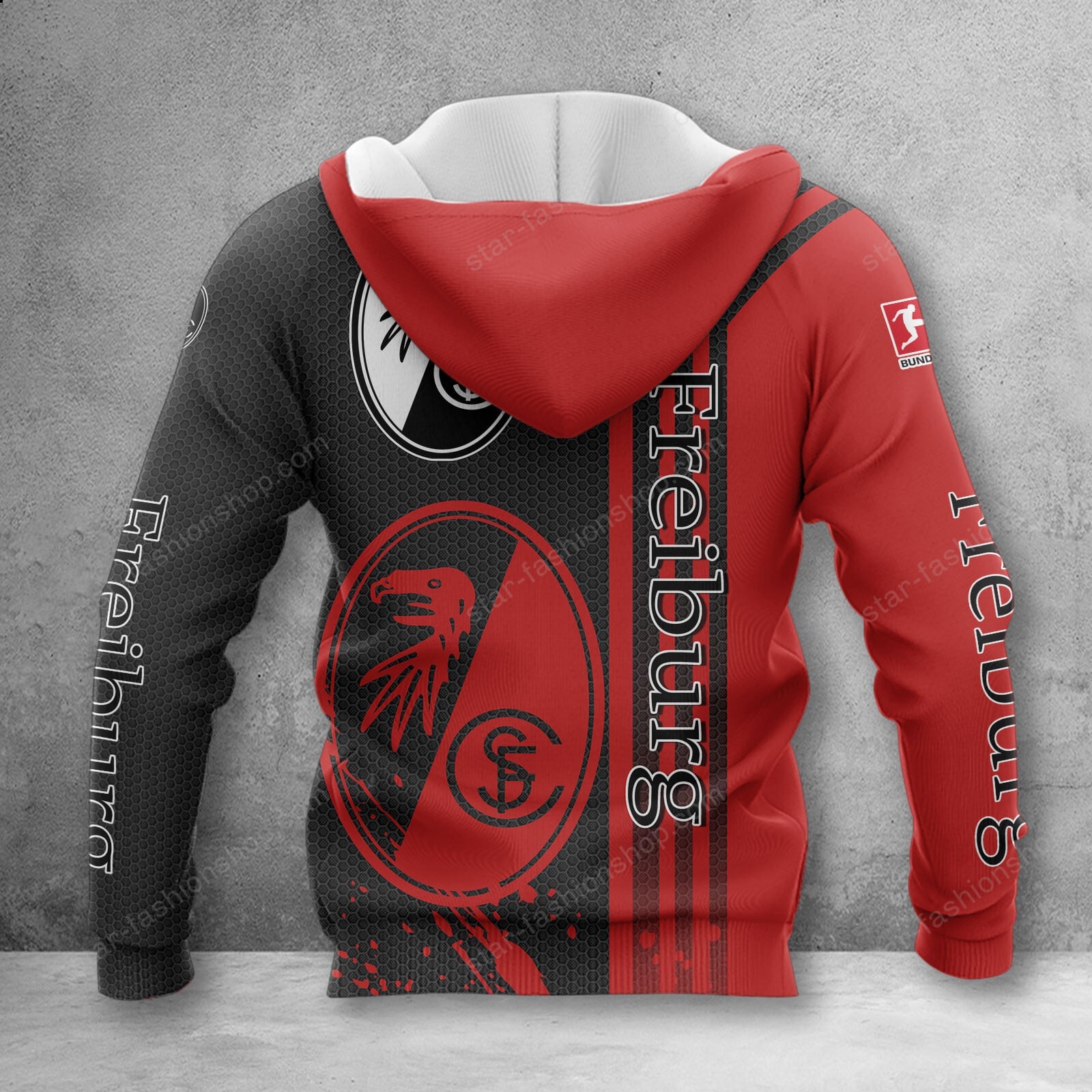 SC Freiburg Hoodie Zip Herren | SCF Kapuzenjacke mit Reißverschluss WINA2751 – Bild 2