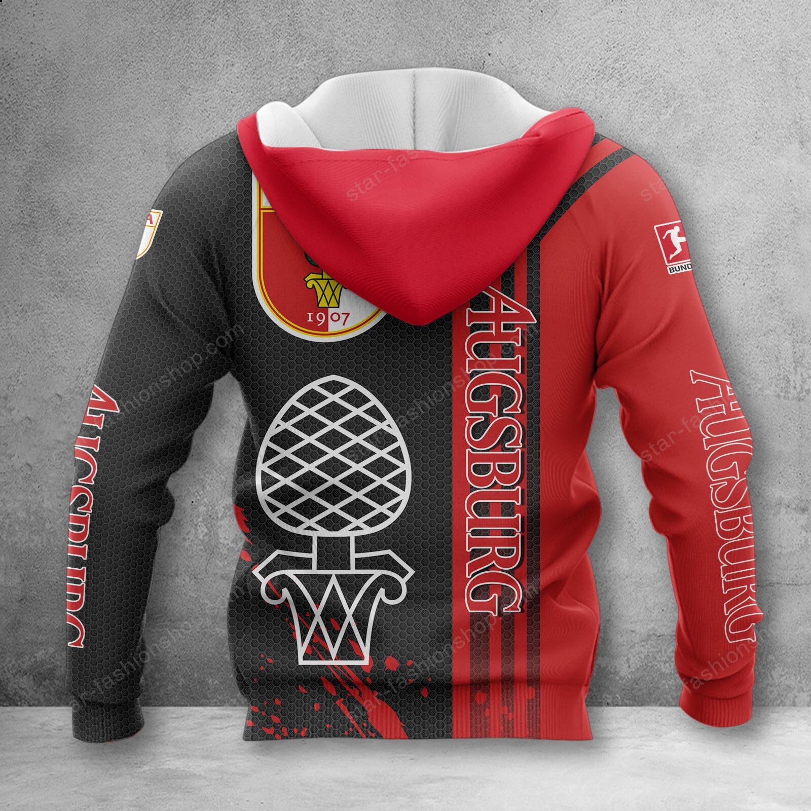 FC Augsburg Hoodie Zip Herren | FCA Kapuzenjacke mit Reißverschluss WINA2747 – Bild 2
