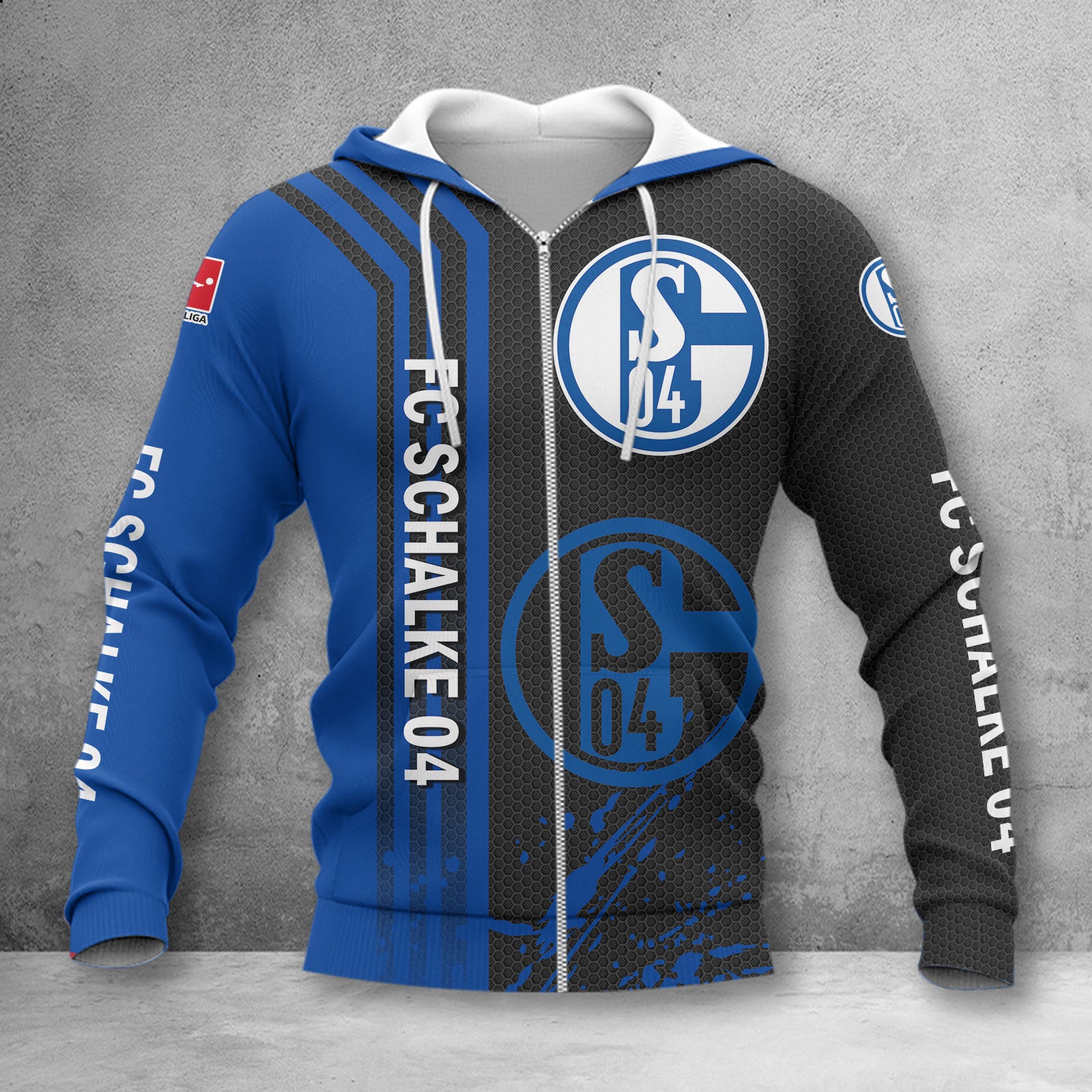 Schalke 04 Hoodie Zip Herren | S04 Kapuzenjacke mit Reißverschluss WINA2752