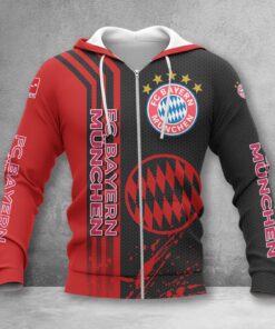 Bayern München Hoodie Zip Herren | FCB Kapuzenjacke mit Reißverschluss WINA2748