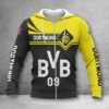 Borussia Dortmund Hoodie Zip Herren | BVB Kapuzenjacke mit Reißverschluss WINA3157