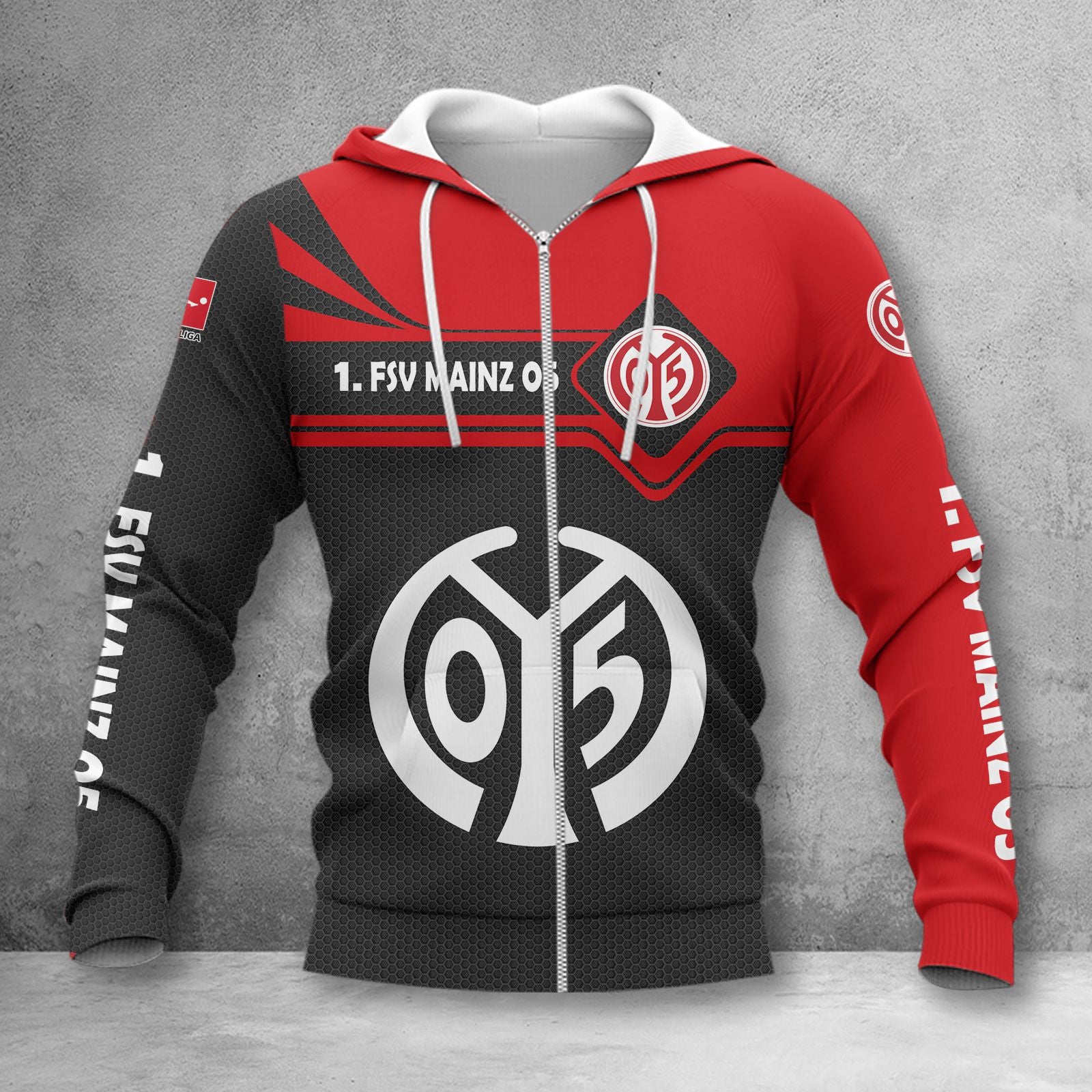 1. FSV Mainz 05 Hoodie Zip Herren | Mainz 05 Kapuzenjacke mit Reißverschluss WINA3155