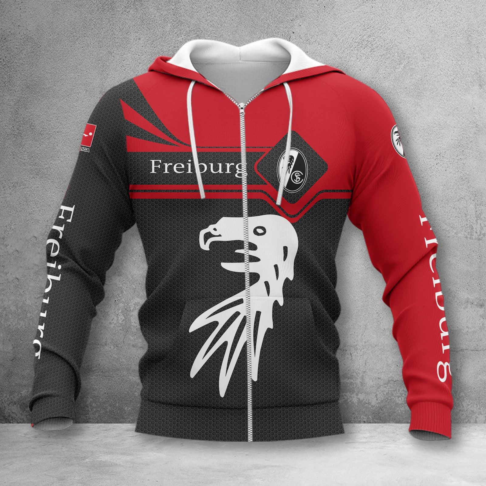 SC Freiburg Hoodie Zip Herren | SCF Kapuzenjacke mit Reißverschluss WINA3164