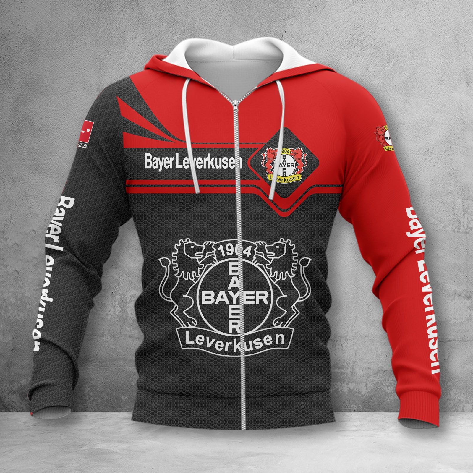 Bayer 04 Leverkusen Hoodie Zip Herren | B04 Kapuzenjacke mit Reißverschluss WINA3156