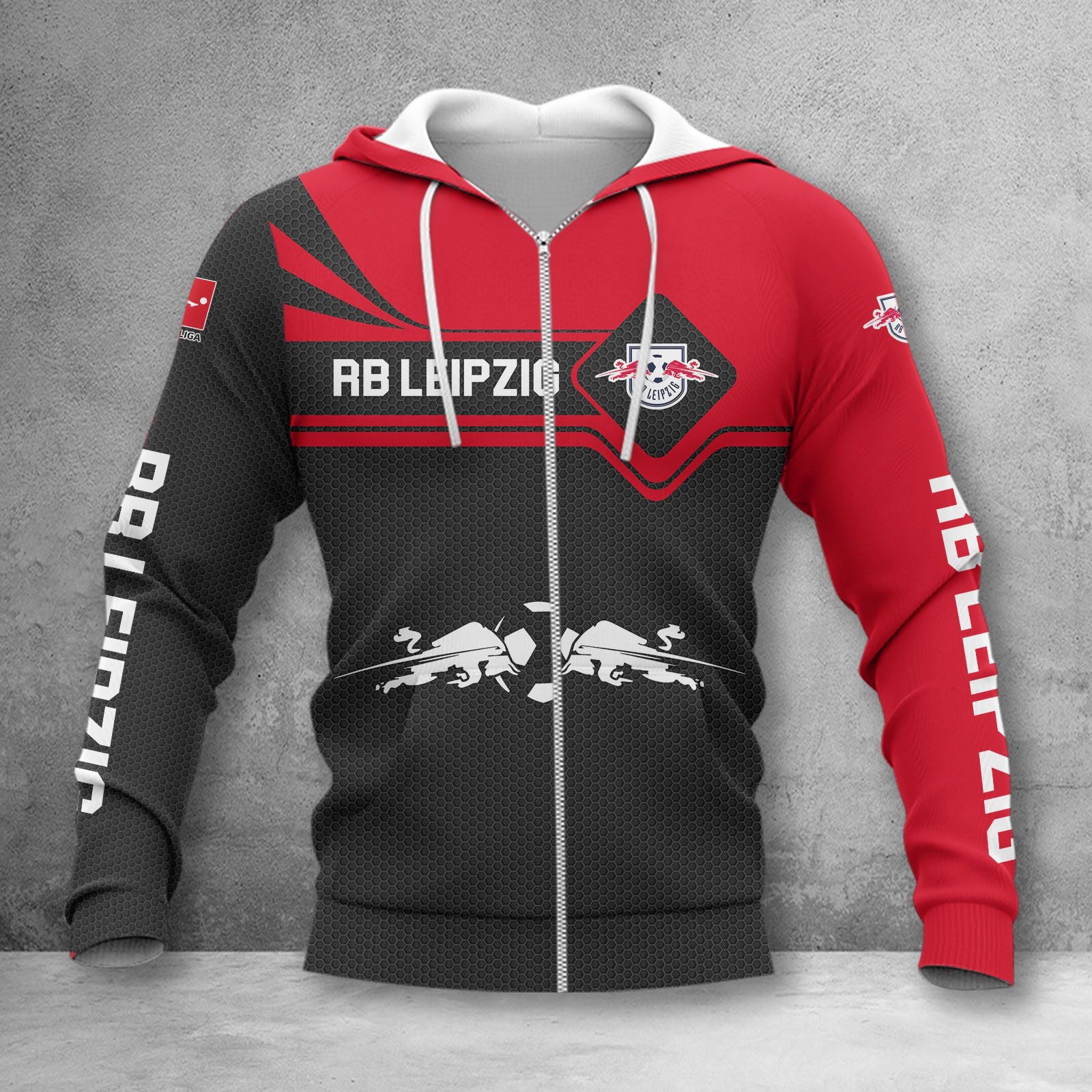 RB Leipzig Hoodie Zip Herren | RBL Kapuzenjacke mit Reißverschluss WINA3163