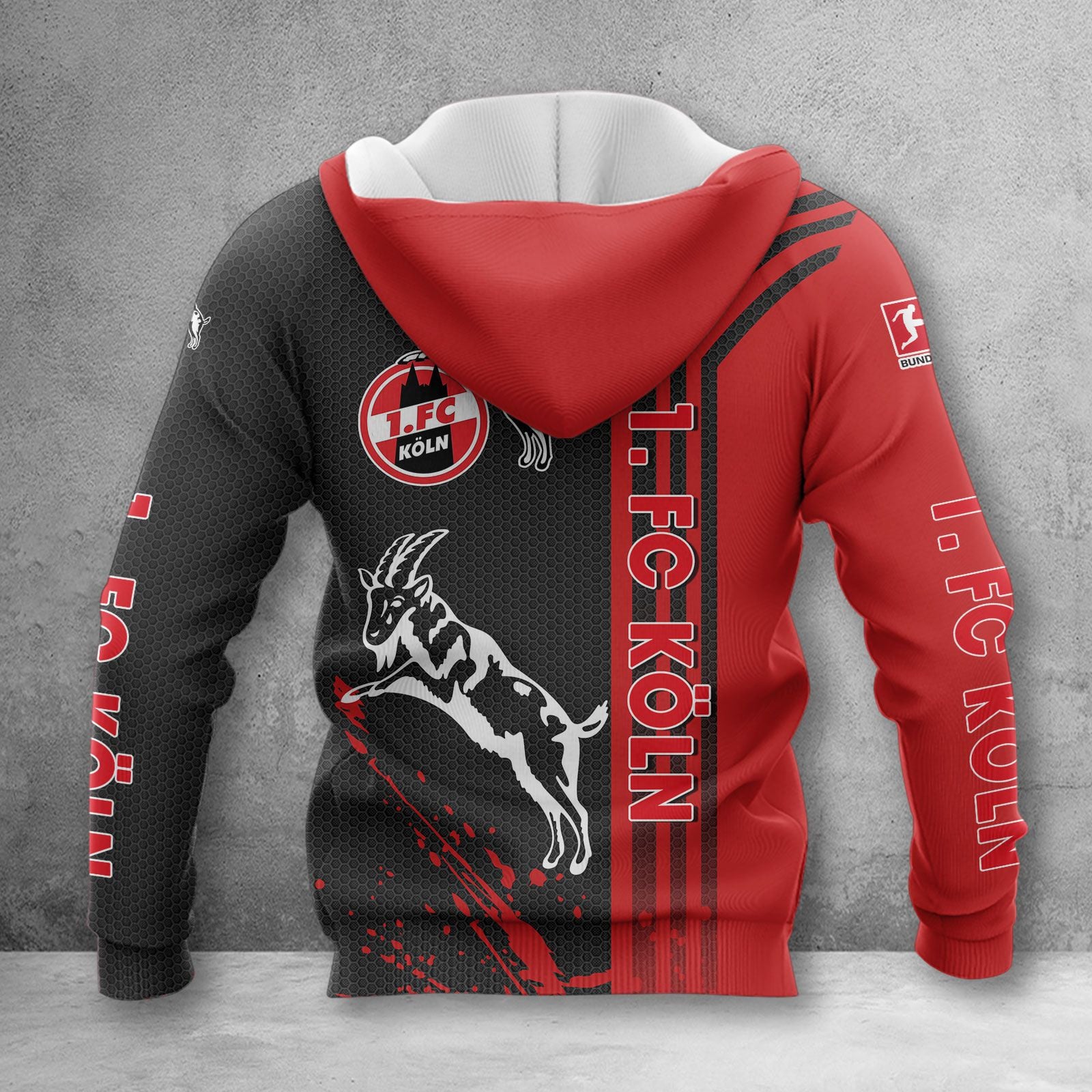 1. FC Köln Hoodie Zip Herren | Effzeh Kapuzenjacke mit Reißverschluss WINA3212 – Bild 2