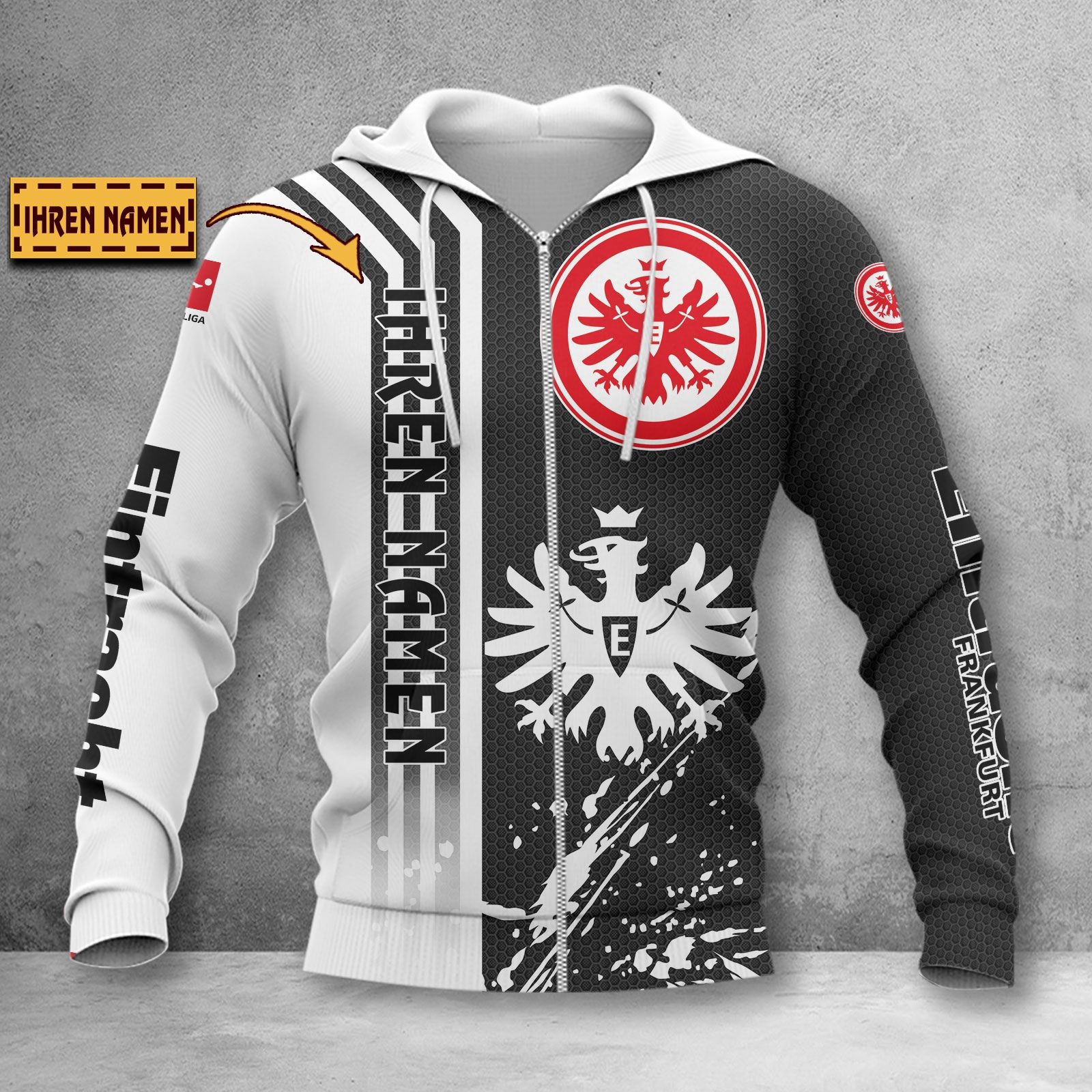 Eintracht Frankfurt Hoodie Zip Herren | SGE Kapuzenjacke mit Reißverschluss WINA3217