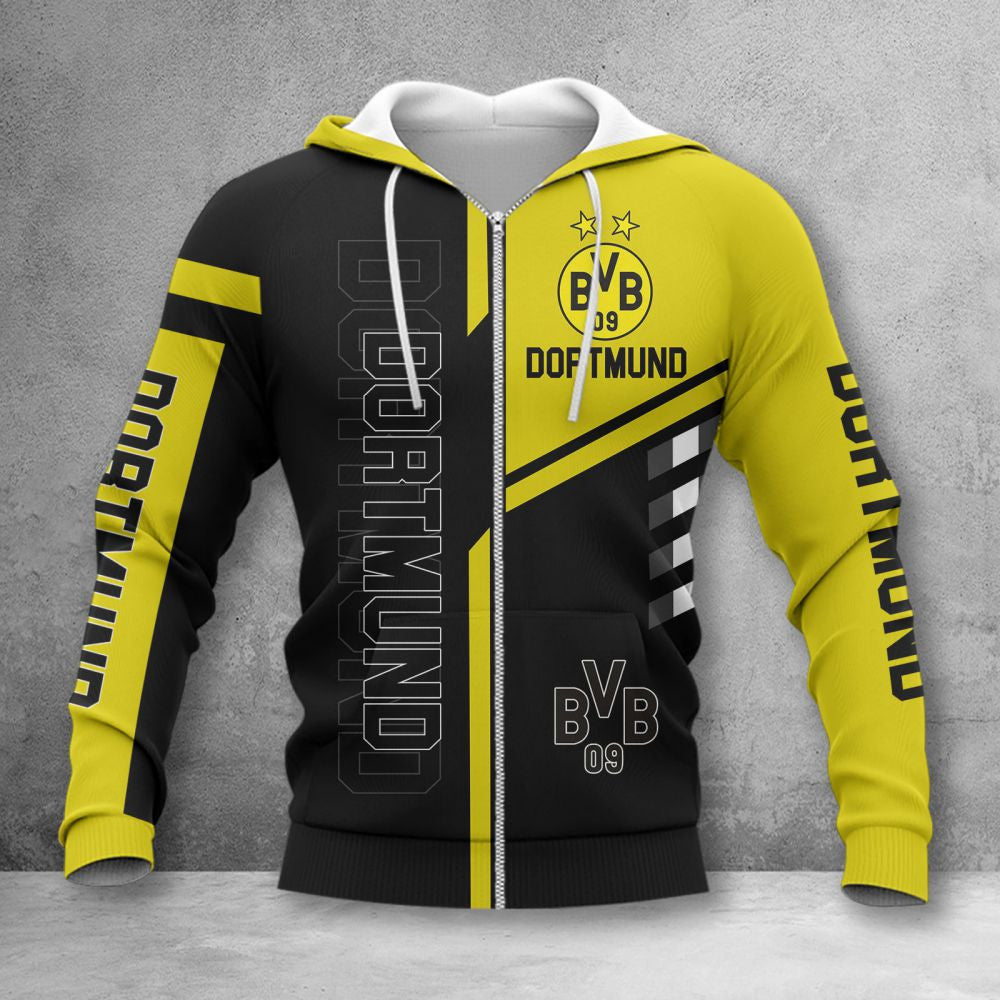 Borussia Dortmund Hoodie Zip Herren | BVB Kapuzenjacke mit Reißverschluss WINA3526