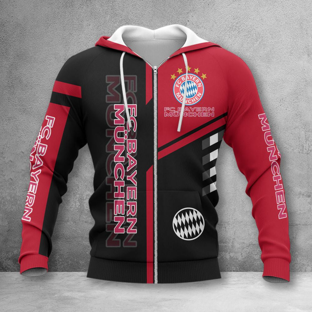 Bayern München Hoodie Zip Herren | FCB Kapuzenjacke mit Reißverschluss WINA3474