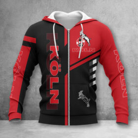 1. FC Köln Hoodie Zip Herren | Effzeh Kapuzenjacke mit Reißverschluss WINA3523