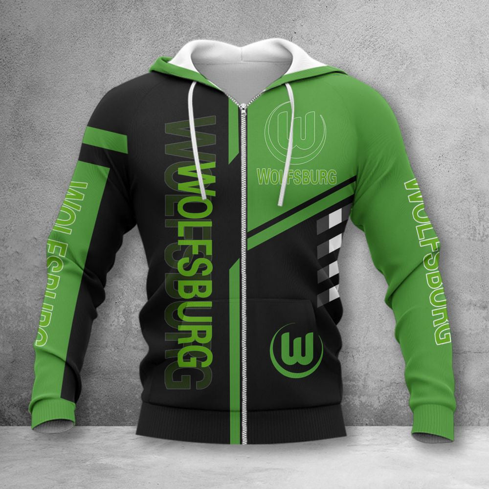VfL Wolfsburg Hoodie Zip Herren | WOB Kapuzenjacke mit Reißverschluss WINA3539