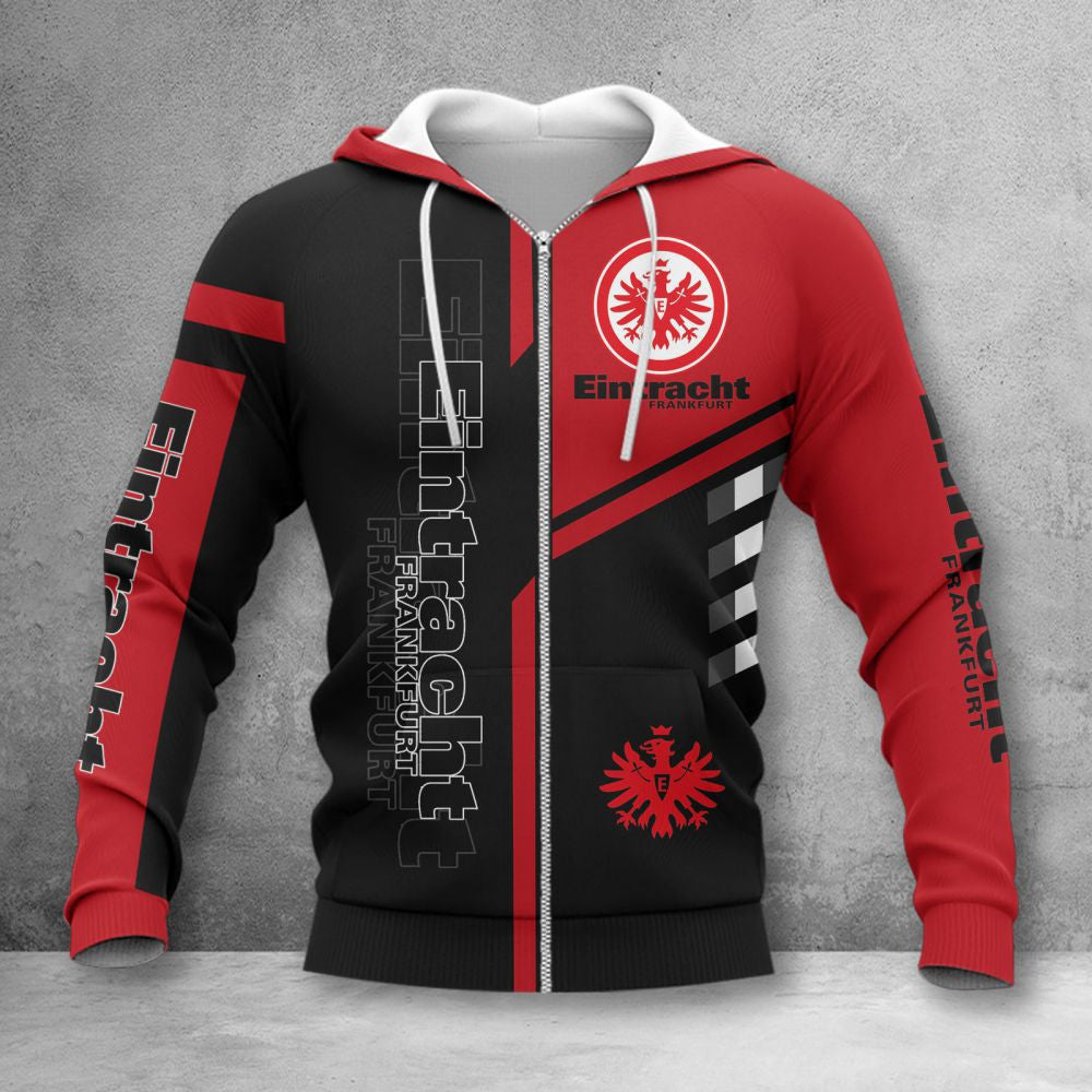 Eintracht Frankfurt Hoodie Zip Herren | SGE Kapuzenjacke mit Reißverschluss WINA3472