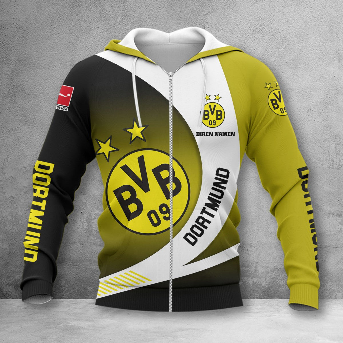 Borussia Dortmund Hoodie Zip Herren | BVB Kapuzenjacke mit Reißverschluss WINA11454
