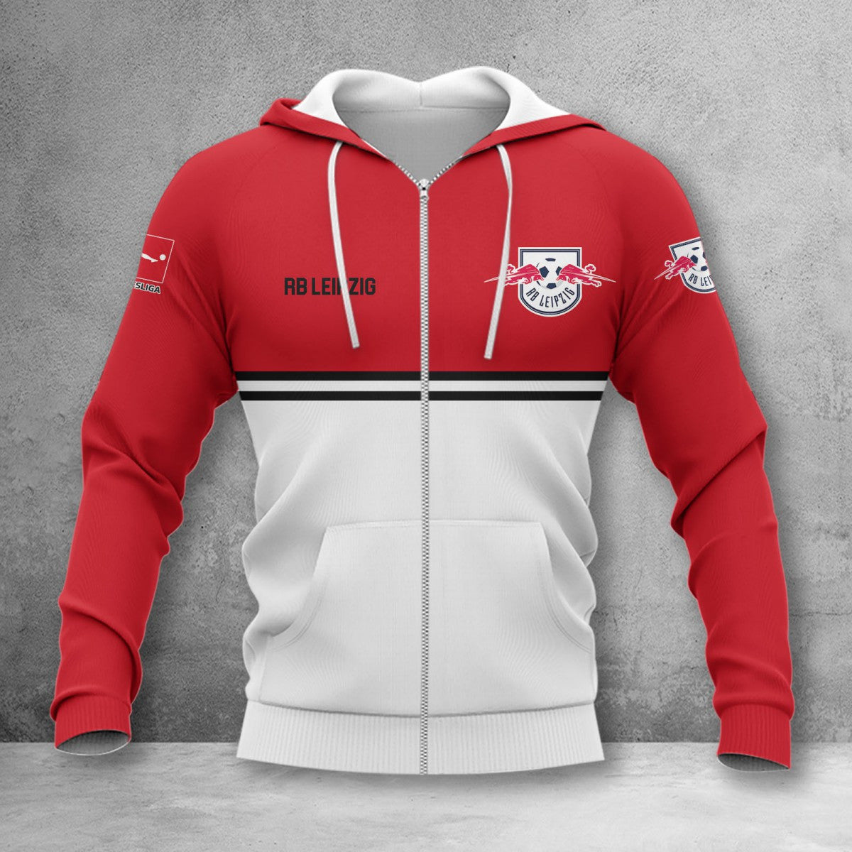 RB Leipzig Hoodie Zip Herren | RBL Kapuzenjacke mit Reißverschluss WINA11842