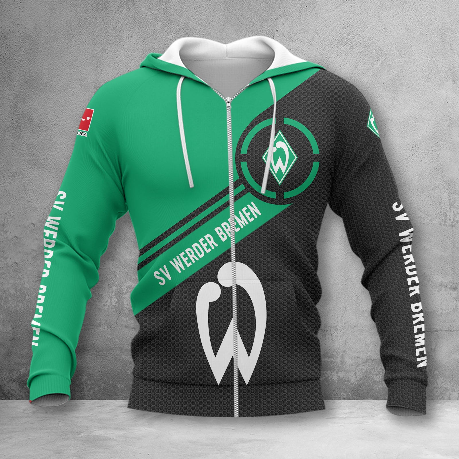 Werder Bremen Hoodie Zip Herren | SVW Kapuzenjacke mit Reißverschluss WINA2870