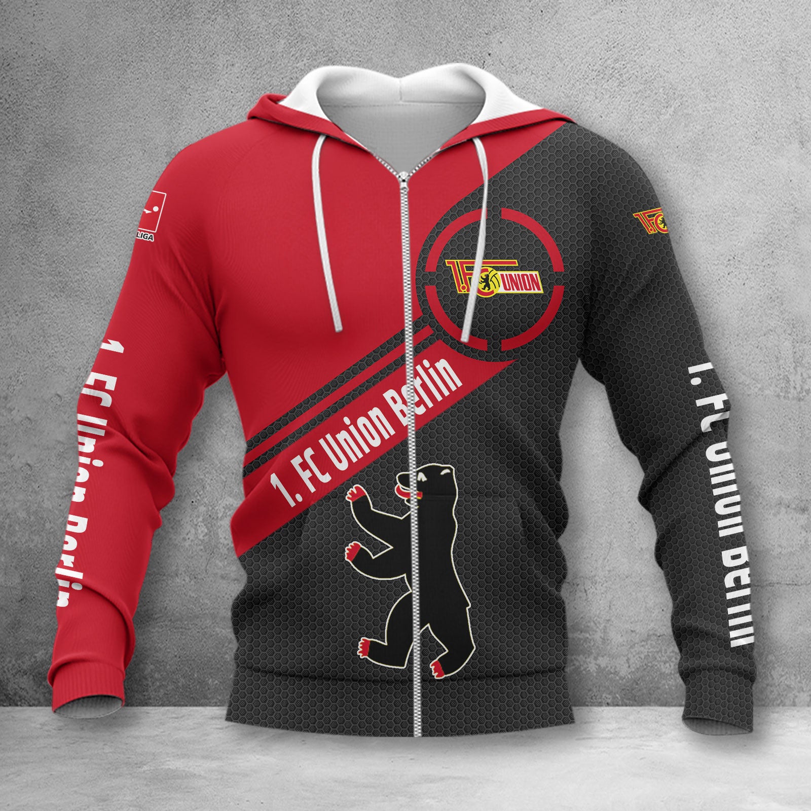 Union Berlin Hoodie Zip Herren | FCU Kapuzenjacke mit Reißverschluss WINA2866