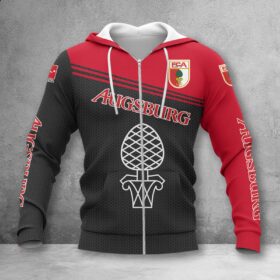 FC Augsburg Hoodie Zip Herren | FCA Kapuzenjacke mit Reißverschluss WINA2915
