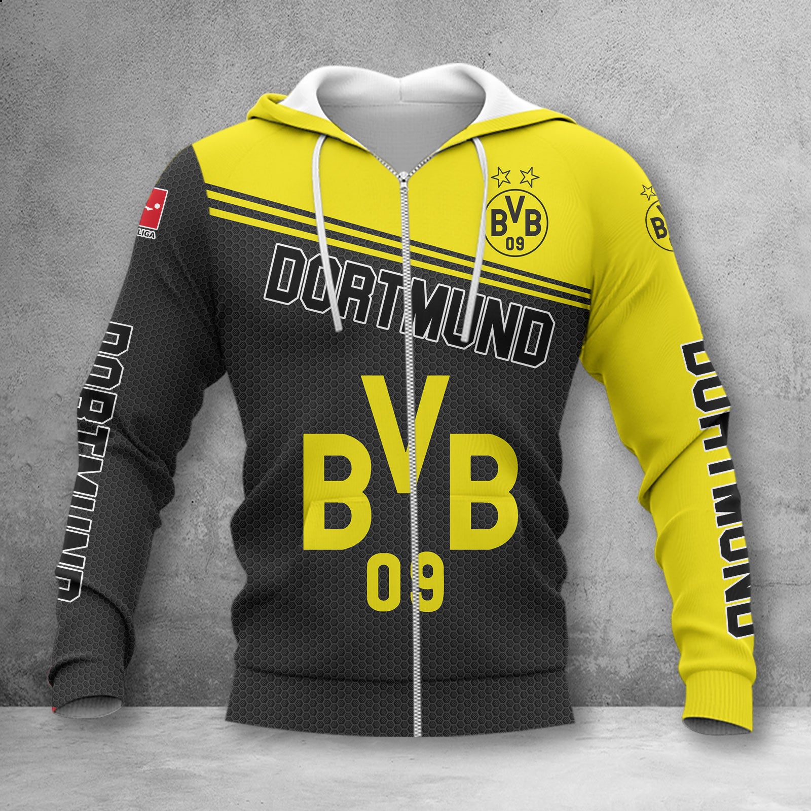 Borussia Dortmund Hoodie Zip Herren | BVB Kapuzenjacke mit Reißverschluss WINA2912