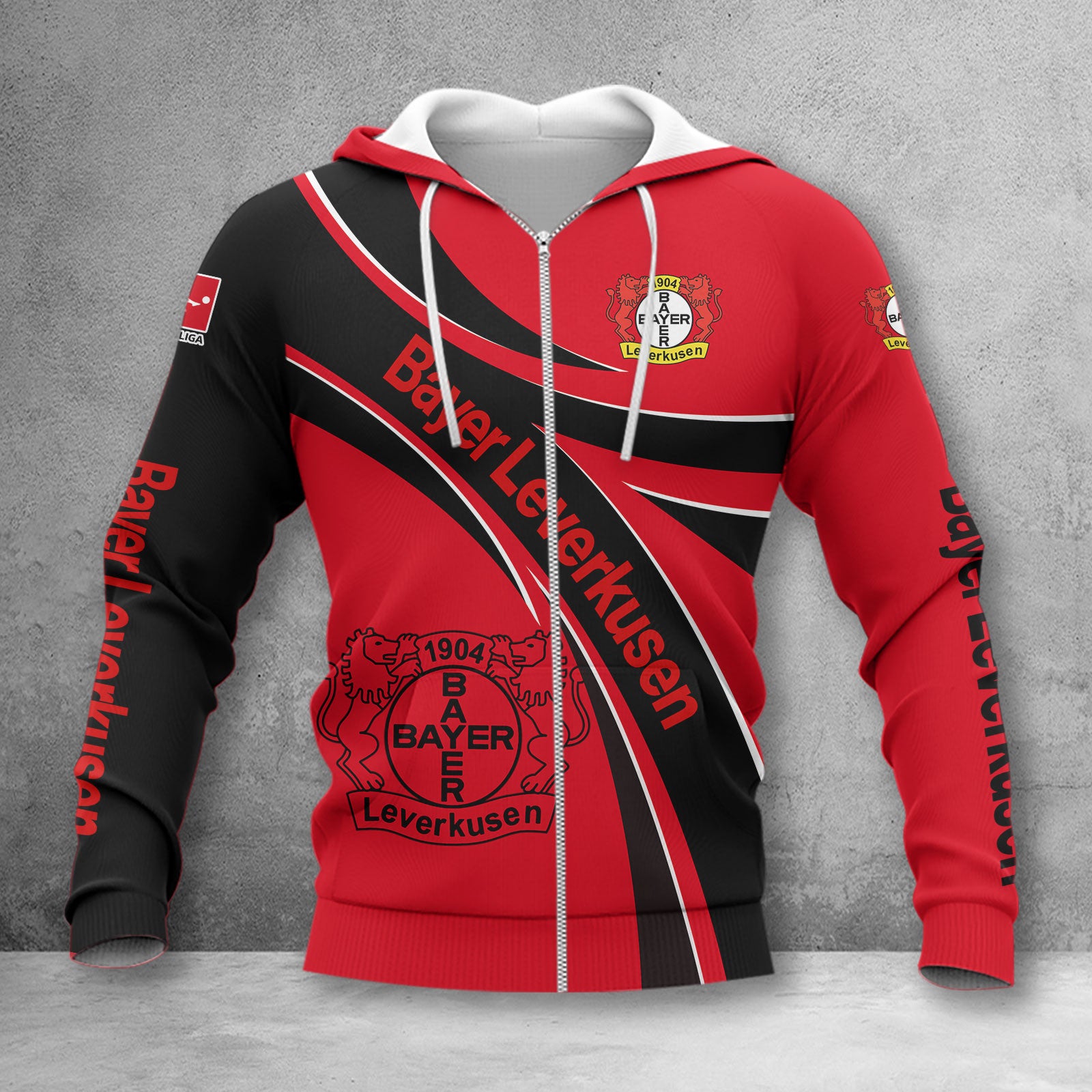 Bayer 04 Leverkusen Hoodie Zip Herren | B04 Kapuzenjacke mit Reißverschluss WINA2446