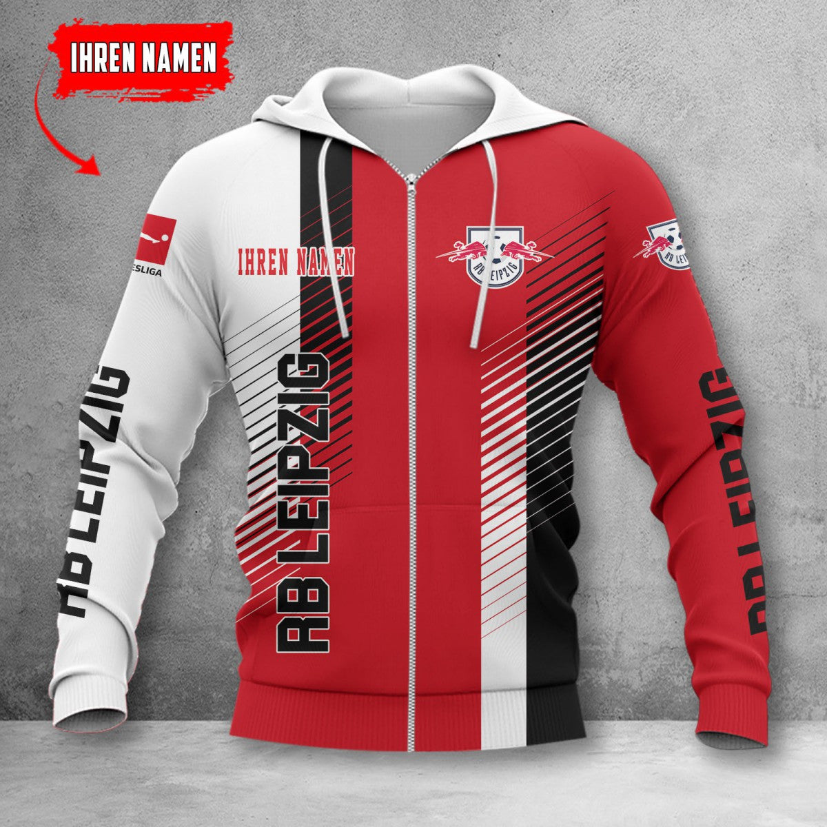RB Leipzig Hoodie Zip Herren | RBL Kapuzenjacke mit Reißverschluss WINA10727