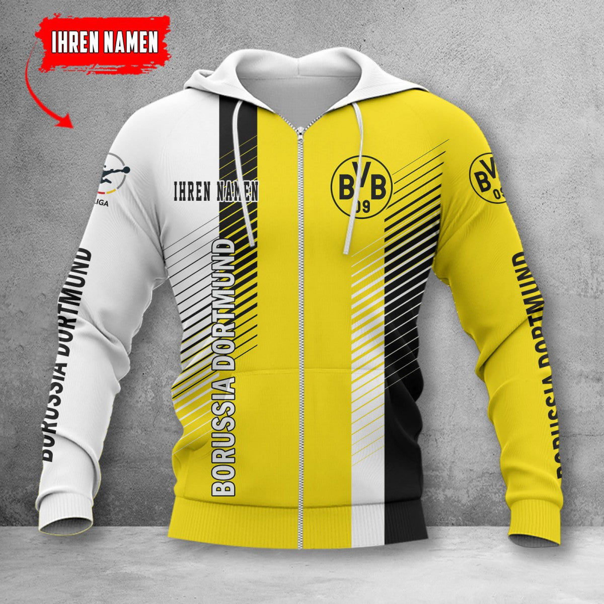 Borussia Dortmund II Hoodie Zip Herren | BVB II Kapuzenjacke mit Reißverschluss WINA10756