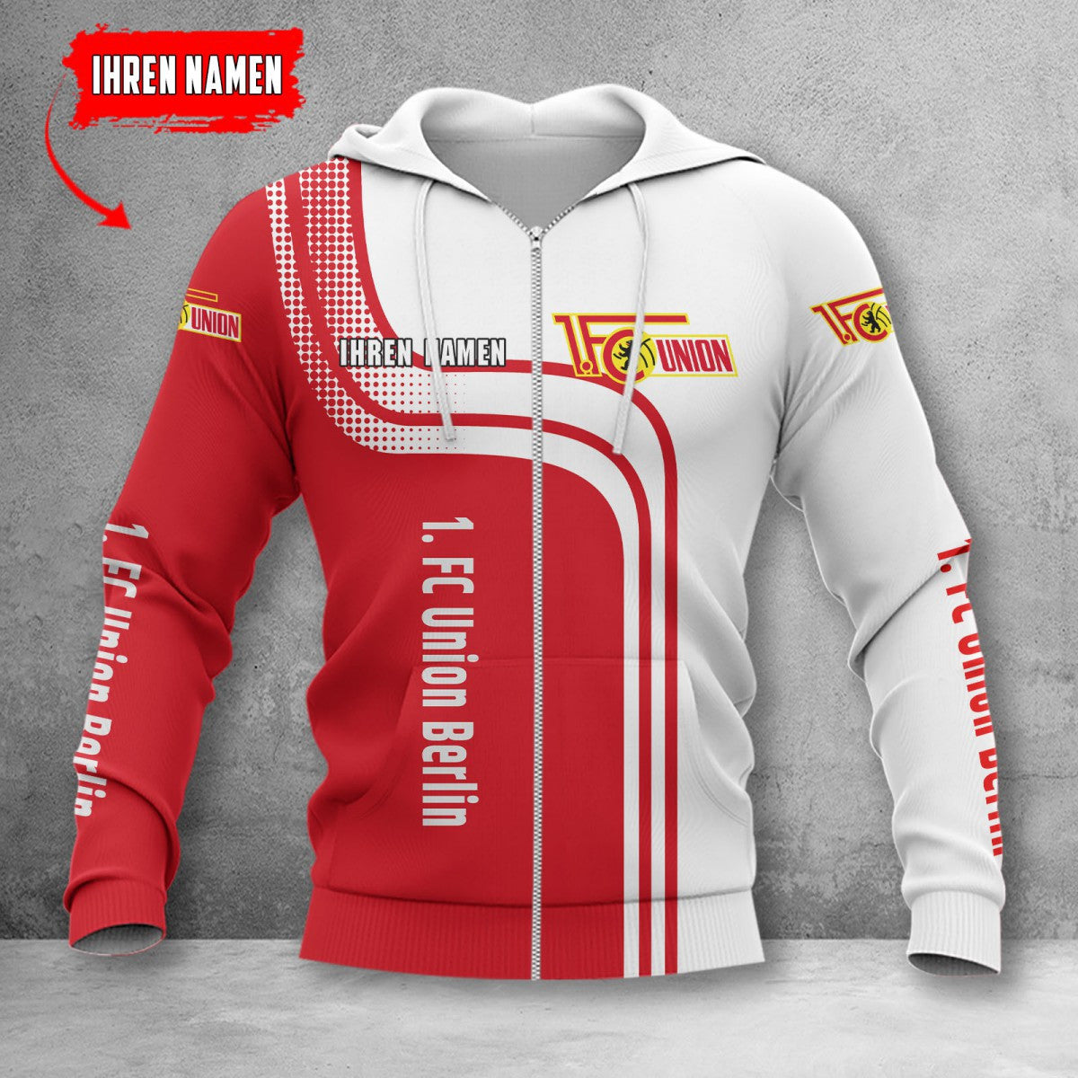 Union Berlin Hoodie Zip Herren | FCU Kapuzenjacke mit Reißverschluss WINA60131