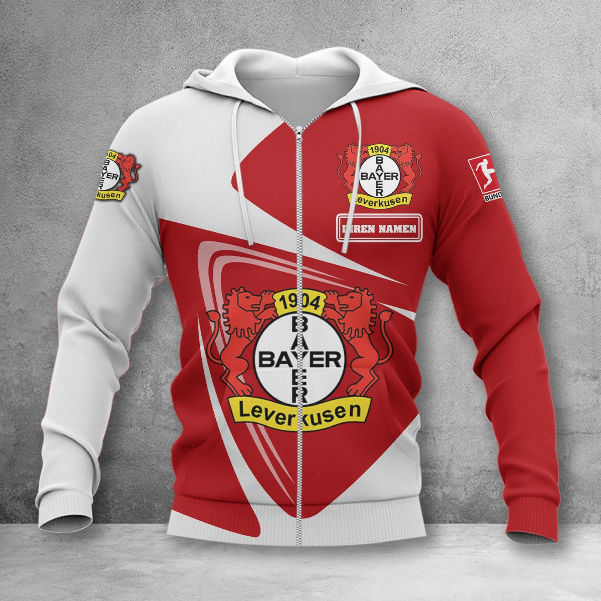 Bayer 04 Leverkusen Hoodie Zip Herren | B04 Kapuzenjacke mit Reißverschluss WINA17706