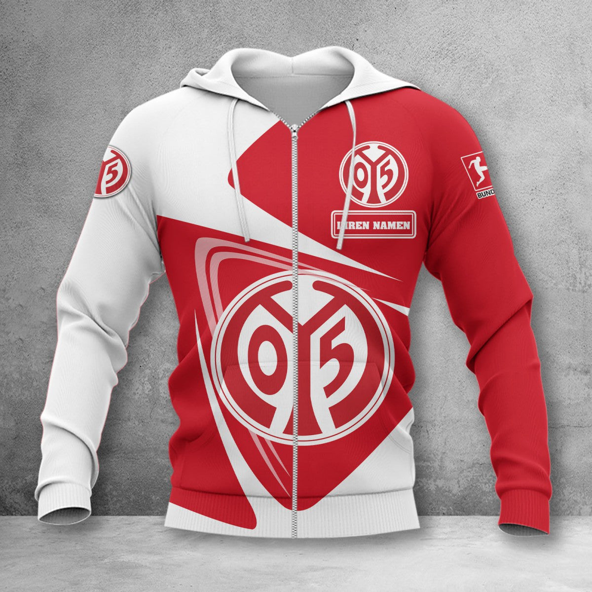 1. FSV Mainz 05 Hoodie Zip Herren | Mainz 05 Kapuzenjacke mit Reißverschluss WINA17705