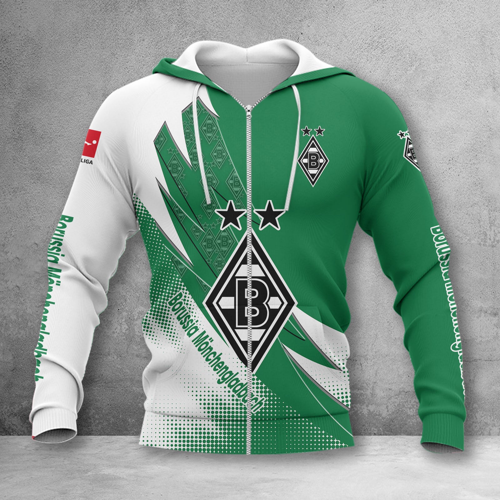Borussia Mönchengladbach Hoodie Zip Herren | BMG Kapuzenjacke mit Reißverschluss WINA23158