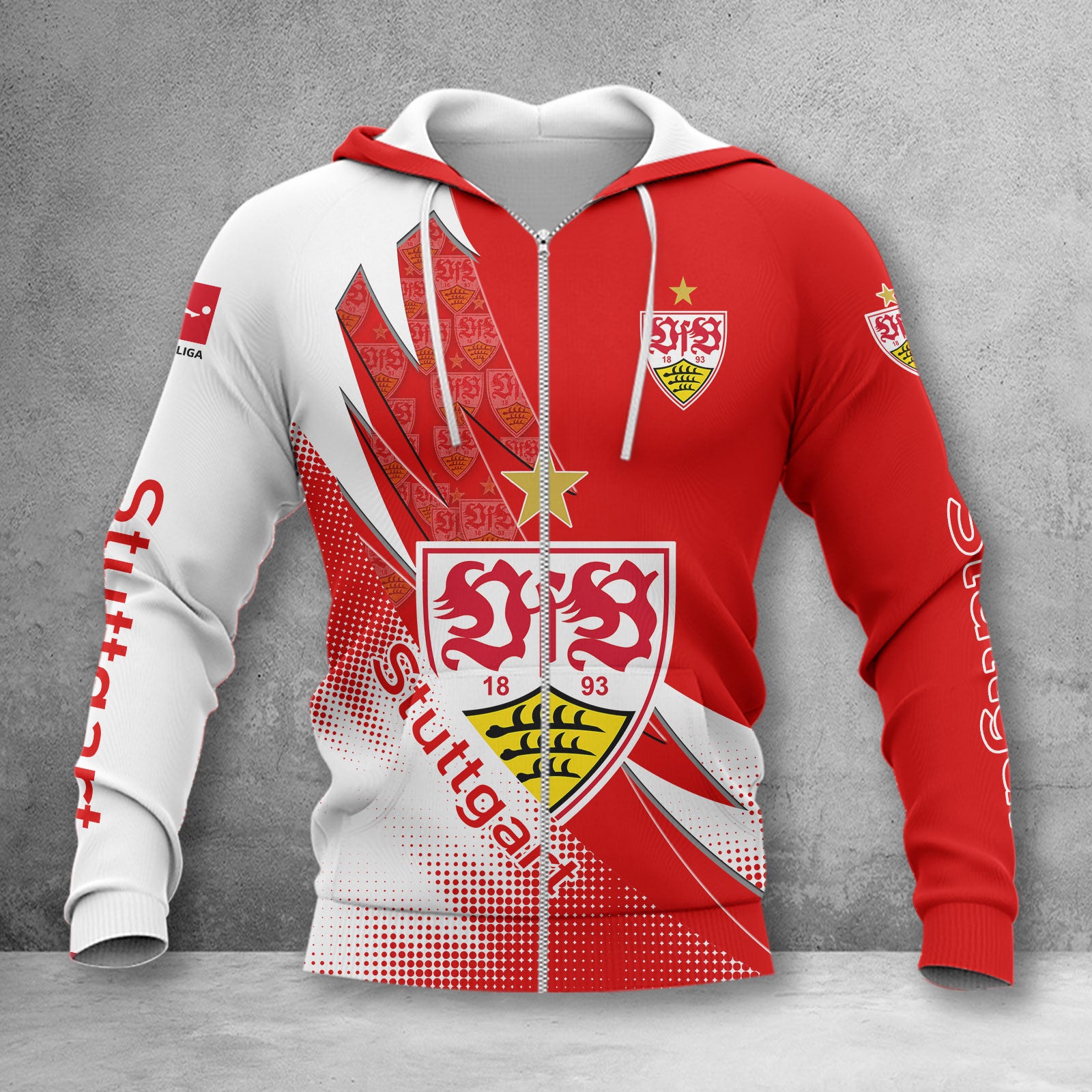 VfB Stuttgart Hoodie Zip Herren | VfB Kapuzenjacke mit Reißverschluss WINA23167