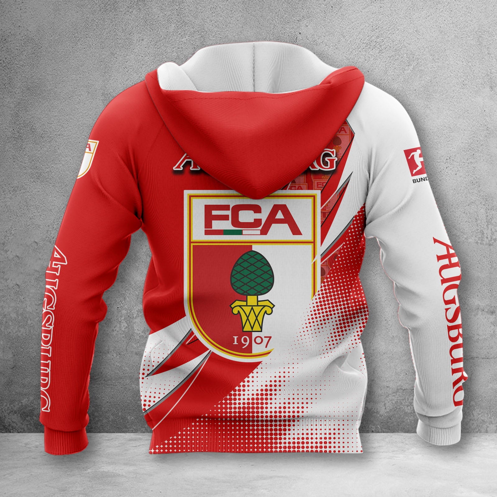 FC Augsburg Hoodie Zip Herren | FCA Kapuzenjacke mit Reißverschluss WINA23161 – Bild 2