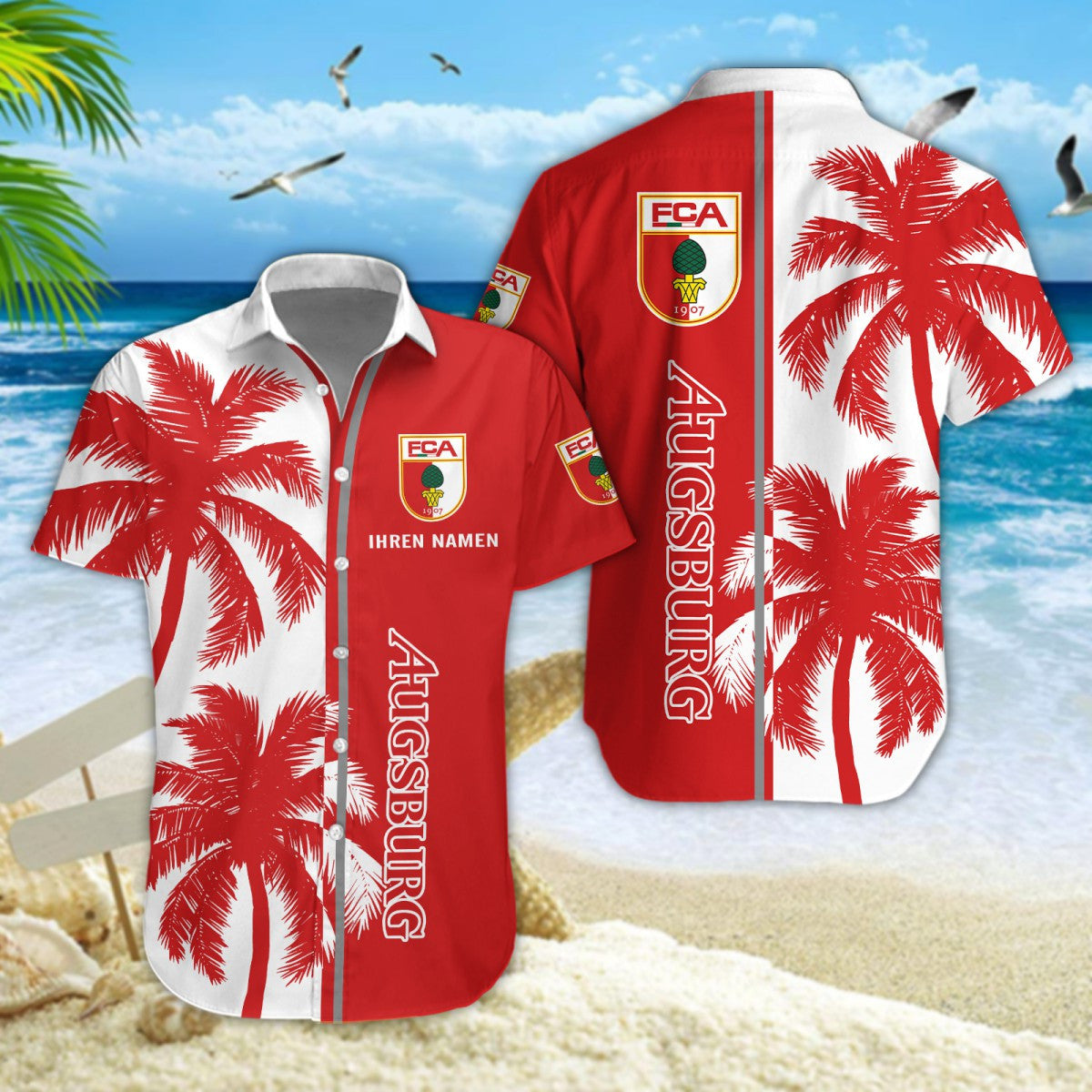 Hawaiihemd FC Augsburg – Herren Sommerhemd Modern