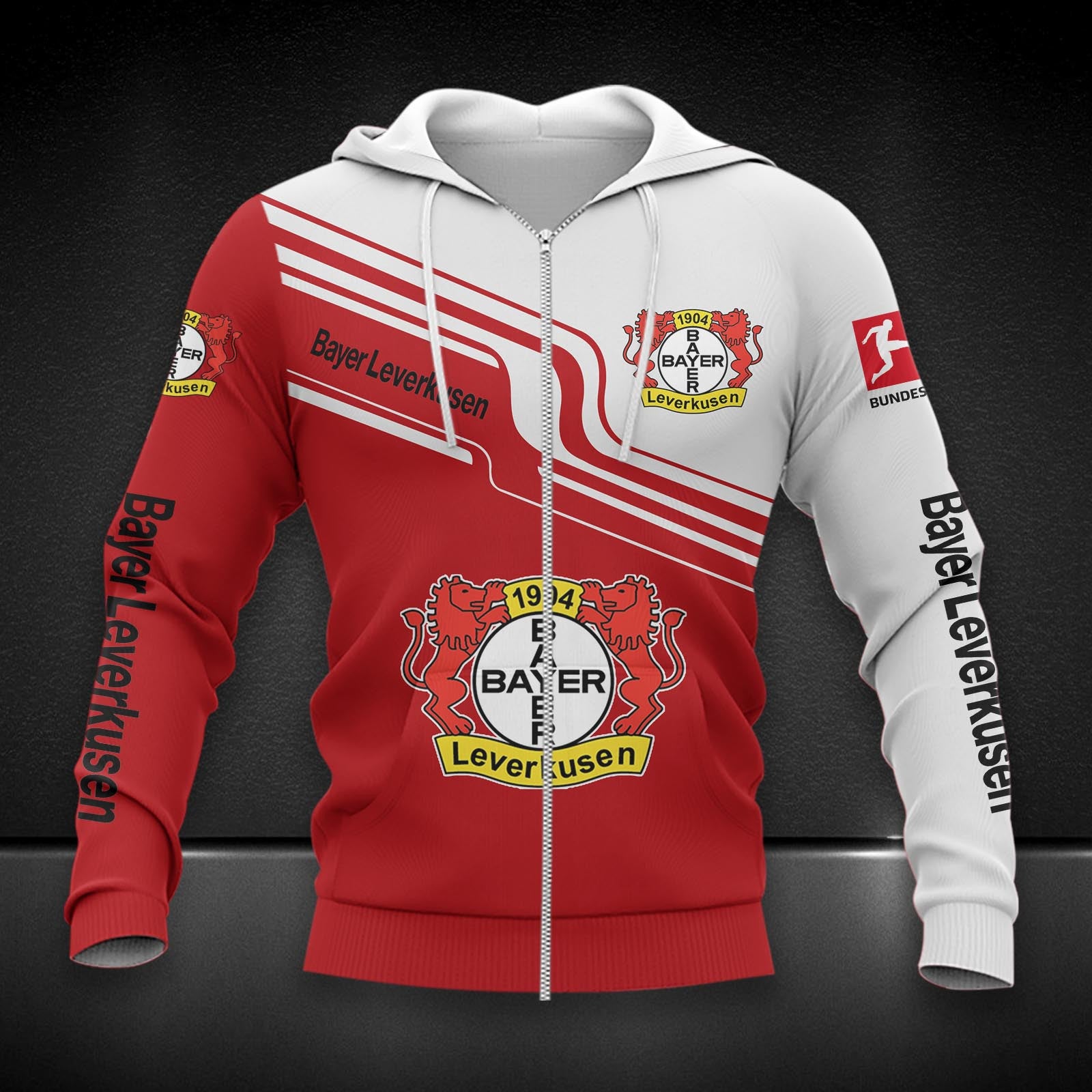 Bayer 04 Leverkusen Hoodie Zip Herren | B04 Kapuzenjacke mit Reißverschluss DDQQA80214