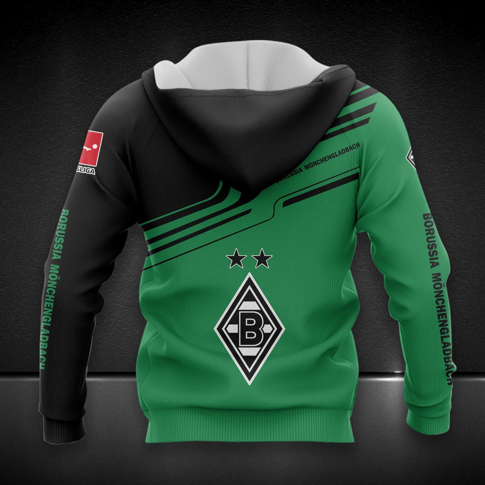 Borussia Mönchengladbach Hoodie Zip Herren | BMG Kapuzenjacke mit Reißverschluss DDQQA80216 – Bild 2