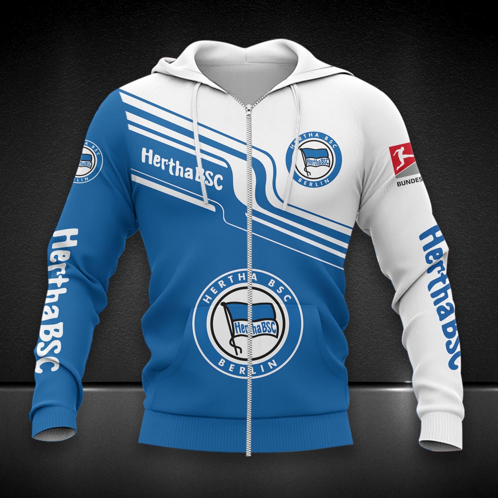 Hertha BSC Hoodie Zip Herren | Hertha Kapuzenjacke mit Reißverschluss DDQQA80220