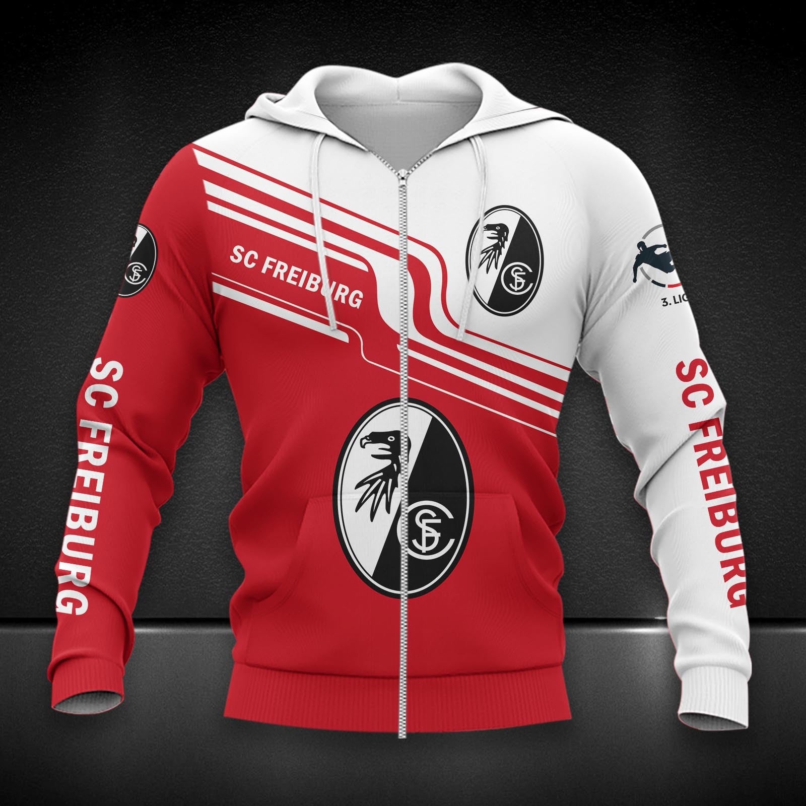 SC Freiburg II Hoodie Zip Herren | SCF II Kapuzenjacke mit Reißverschluss DDQQA80260
