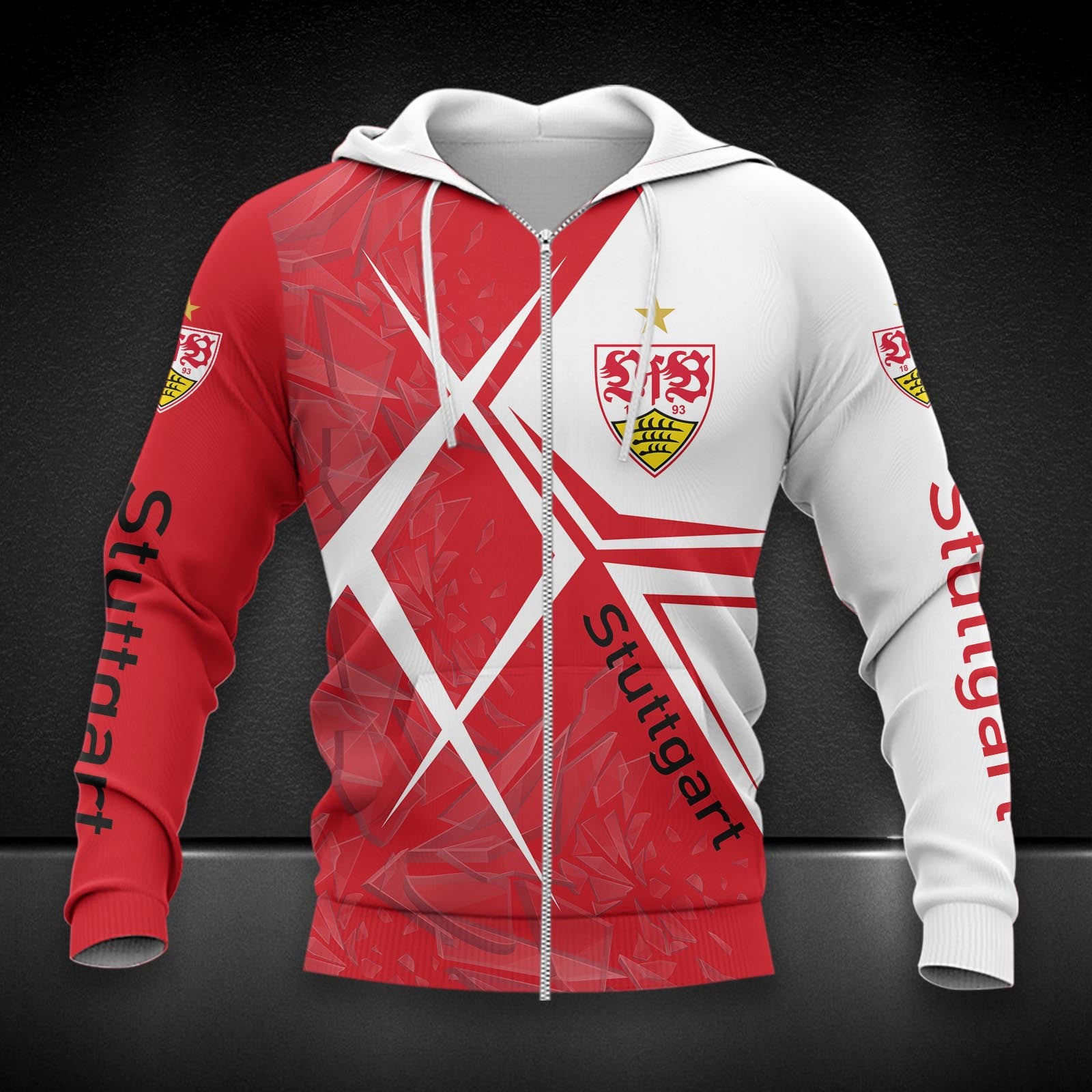 VfB Stuttgart Hoodie Zip Herren | VfB Kapuzenjacke mit Reißverschluss DDQQA90226