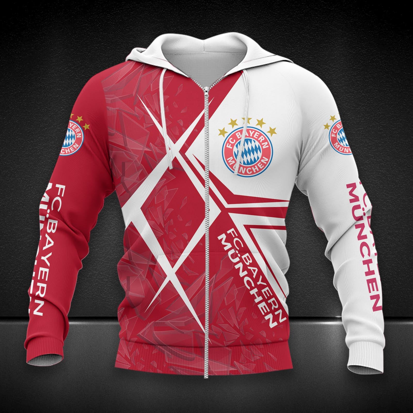 Bayern München Hoodie Zip Herren | FCB Kapuzenjacke mit Reißverschluss DDQQA90219