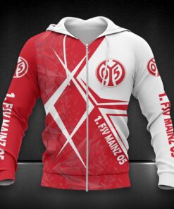 1. FSV Mainz 05 Hoodie Zip Herren | Mainz 05 Kapuzenjacke mit Reißverschluss DDQQA90213