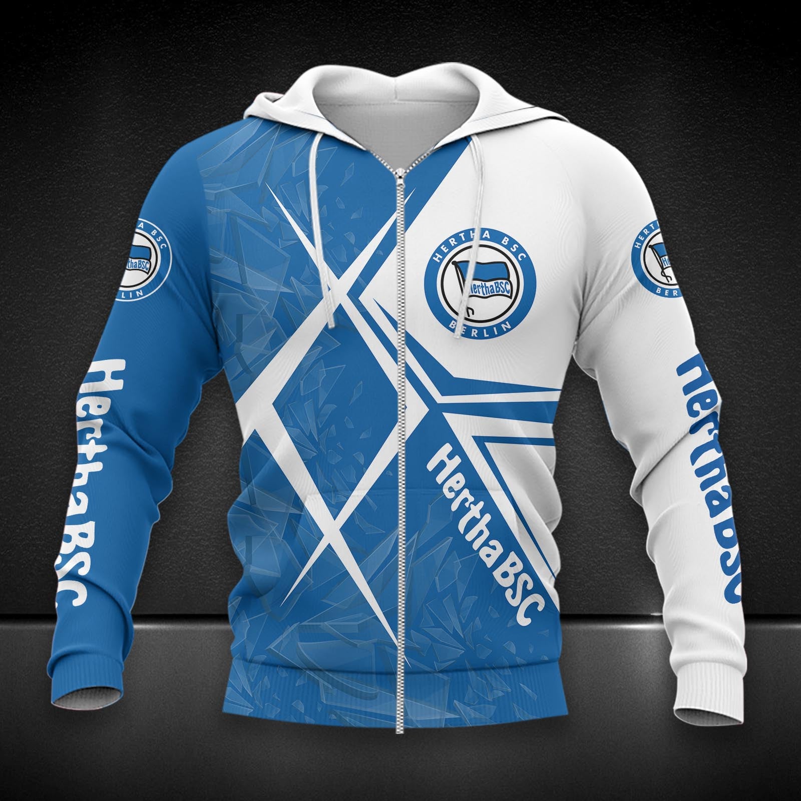 Hertha BSC Hoodie Zip Herren | Hertha Kapuzenjacke mit Reißverschluss DDQQA90220