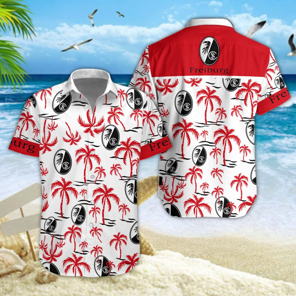 Hawaiihemd SC Freiburg – Herren Sommerhemd Premium