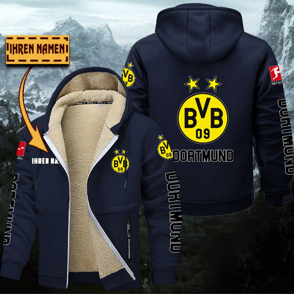 Borussia Dortmund Gefütterte Kapuzenjacke – Bild 6