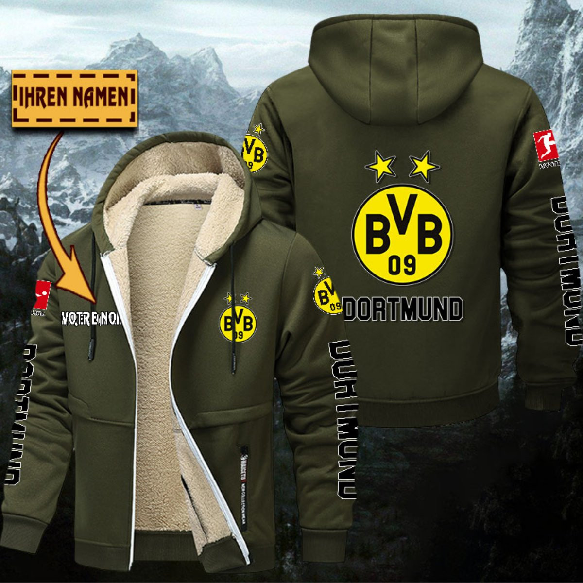 Borussia Dortmund Gefütterte Kapuzenjacke – Bild 2