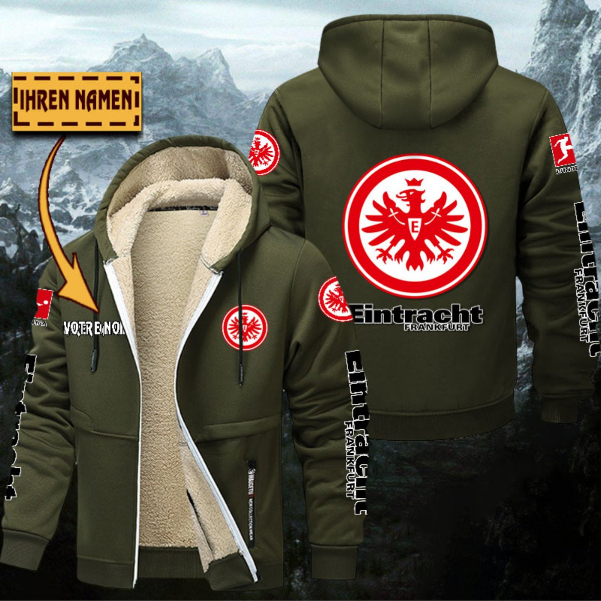 Eintracht Frankfurt Gefütterte Kapuzenjacke – Bild 2